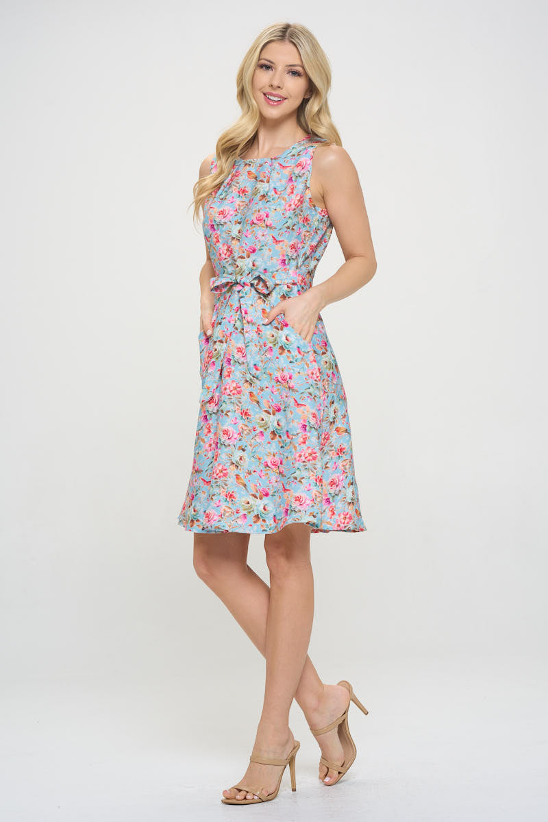 Spring Rose Print Dress