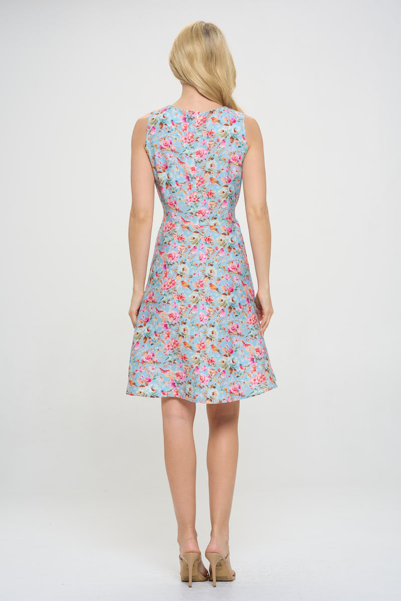 Spring Rose Print Dress