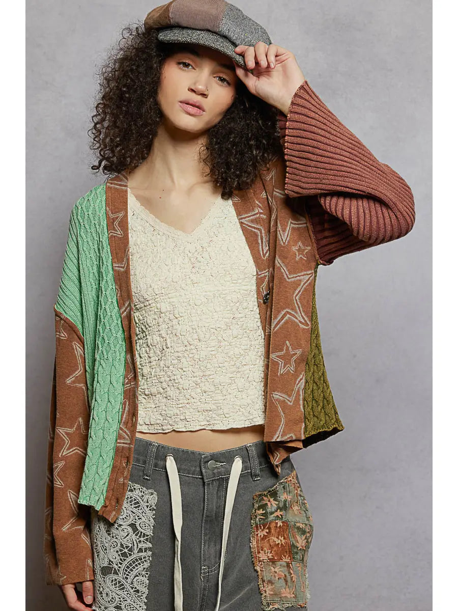 Star Pattern Patch Cardigan
