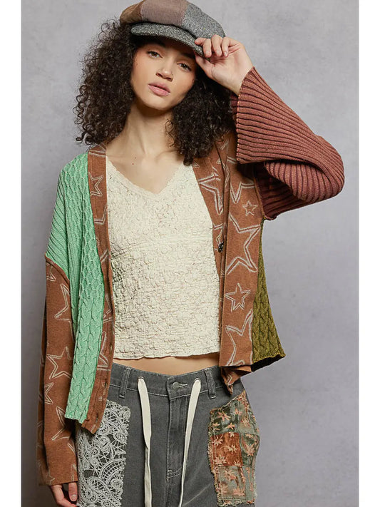 Star Pattern Patch Cardigan