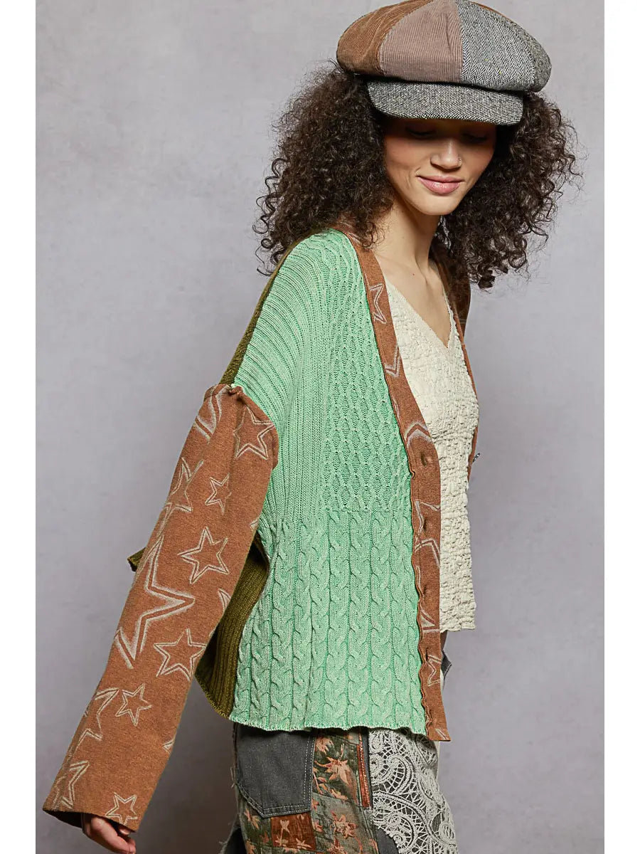 Star Pattern Patch Cardigan