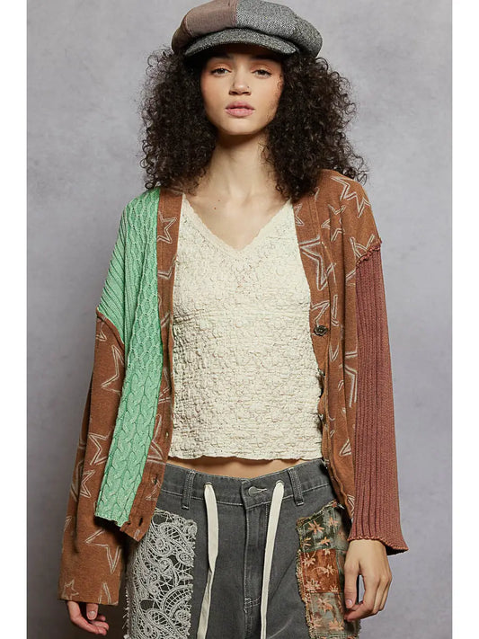 Star Pattern Patch Cardigan