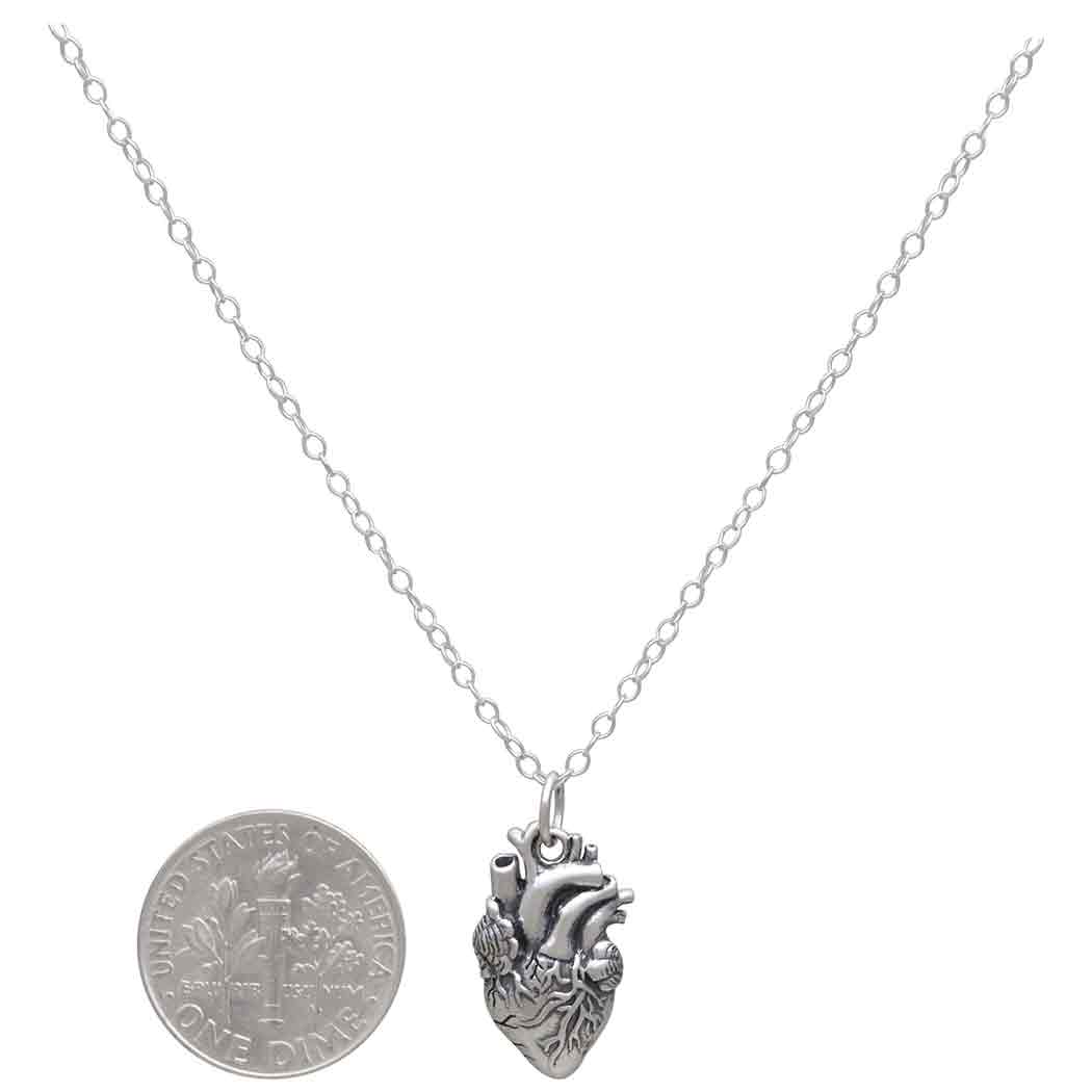 Sterling Silver Anatomical Heart Necklace