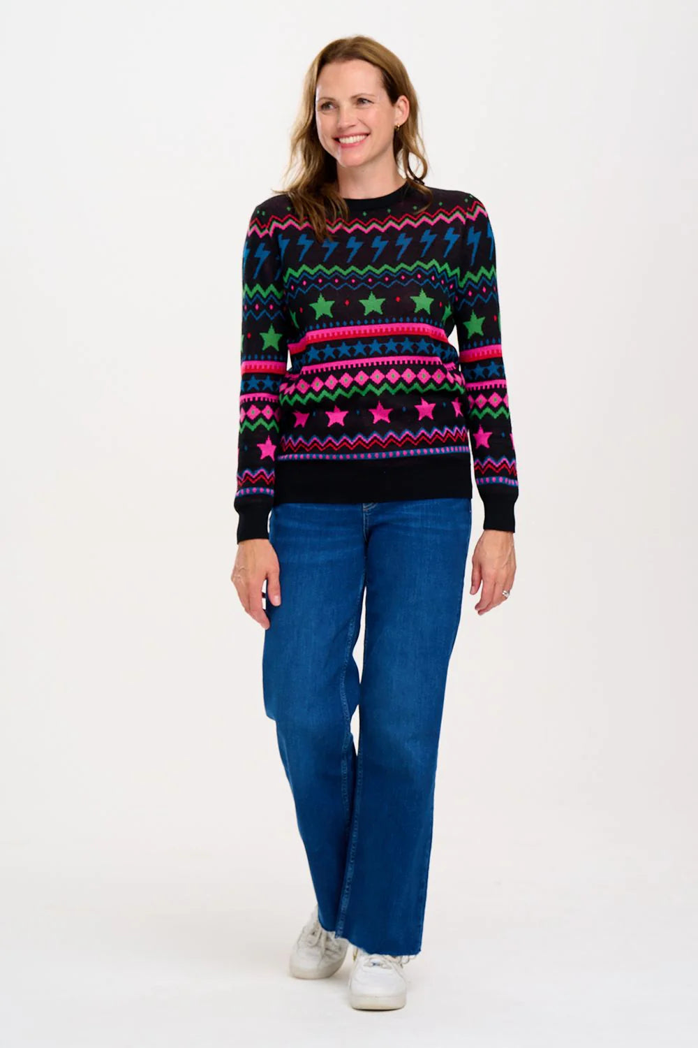 Black Lightning and Star Fairisle Rosie Sweater