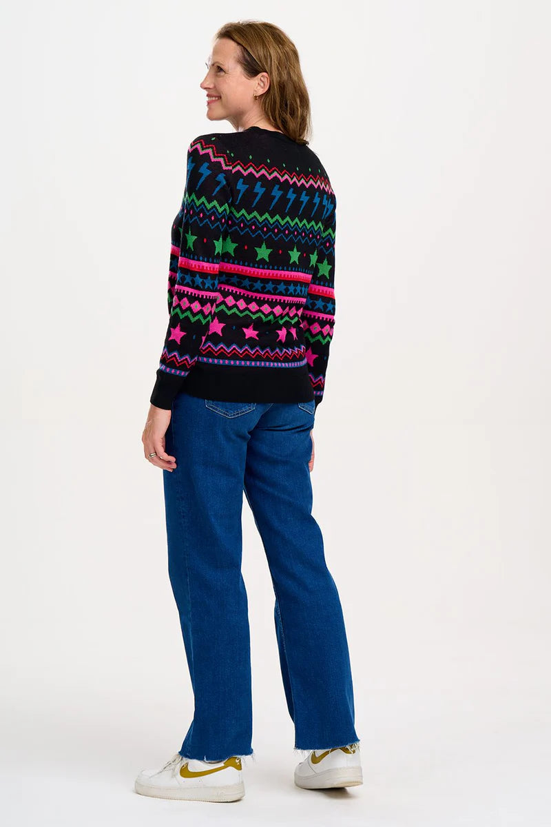 Black Lightning and Star Fairisle Rosie Sweater