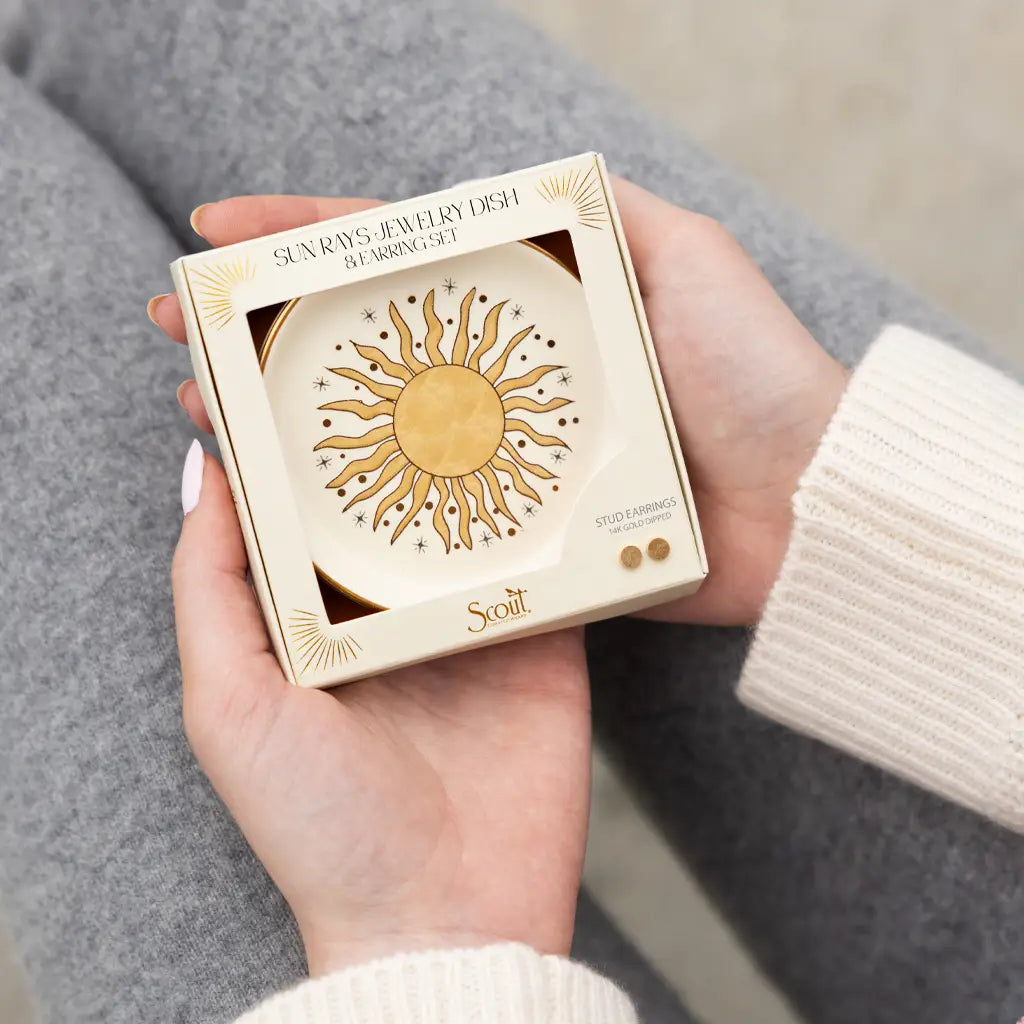 Sun Jewelry Dish & Stud Earring Set