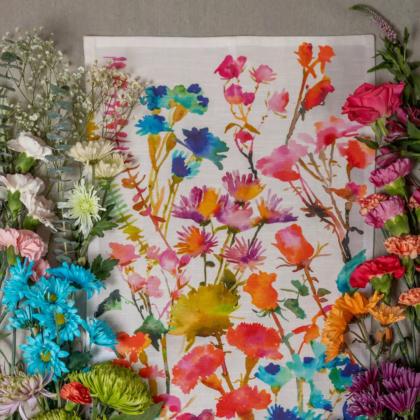 Supermarket Floral Tea Towel