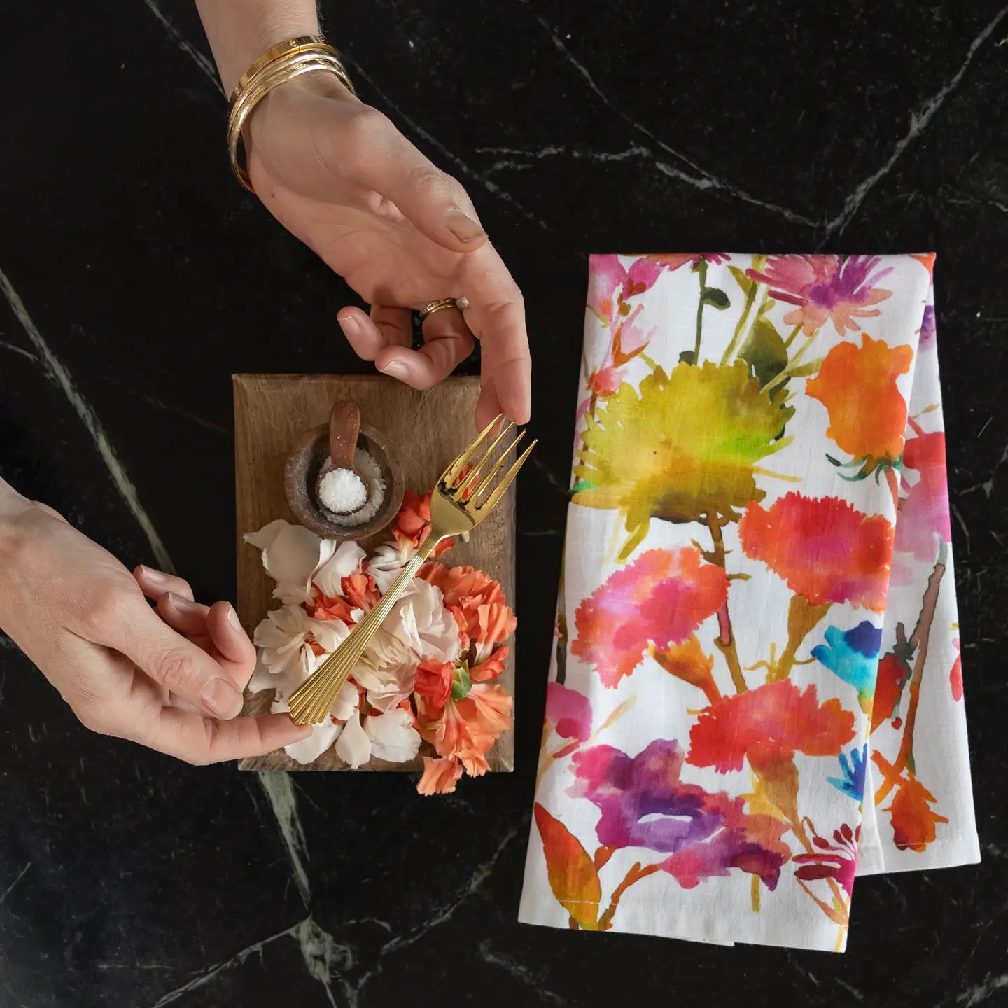 Supermarket Floral Tea Towel