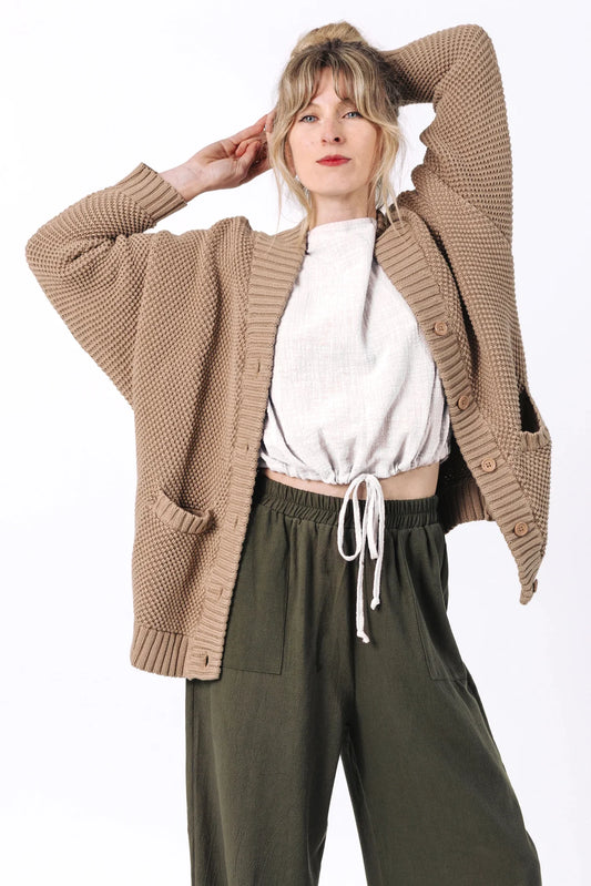 Tan Frankie Cardigan by Curator SF