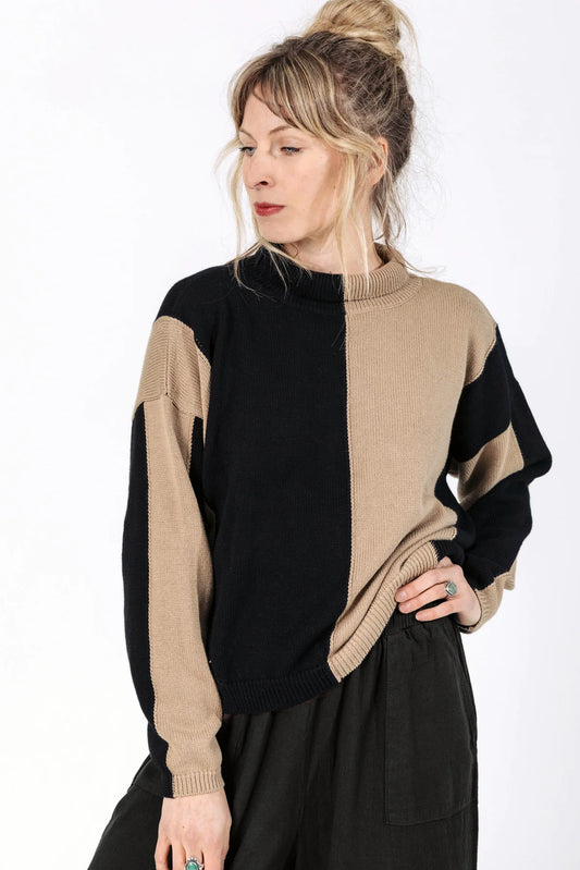 Tan & Black Sybil Sweater by Curator SF