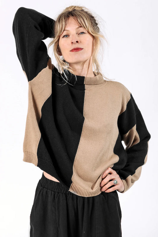 Tan & Black Sybil Sweater by Curator SF