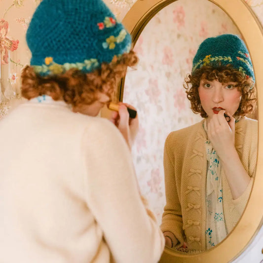 Teal Lady Rose Cloche by French Knot