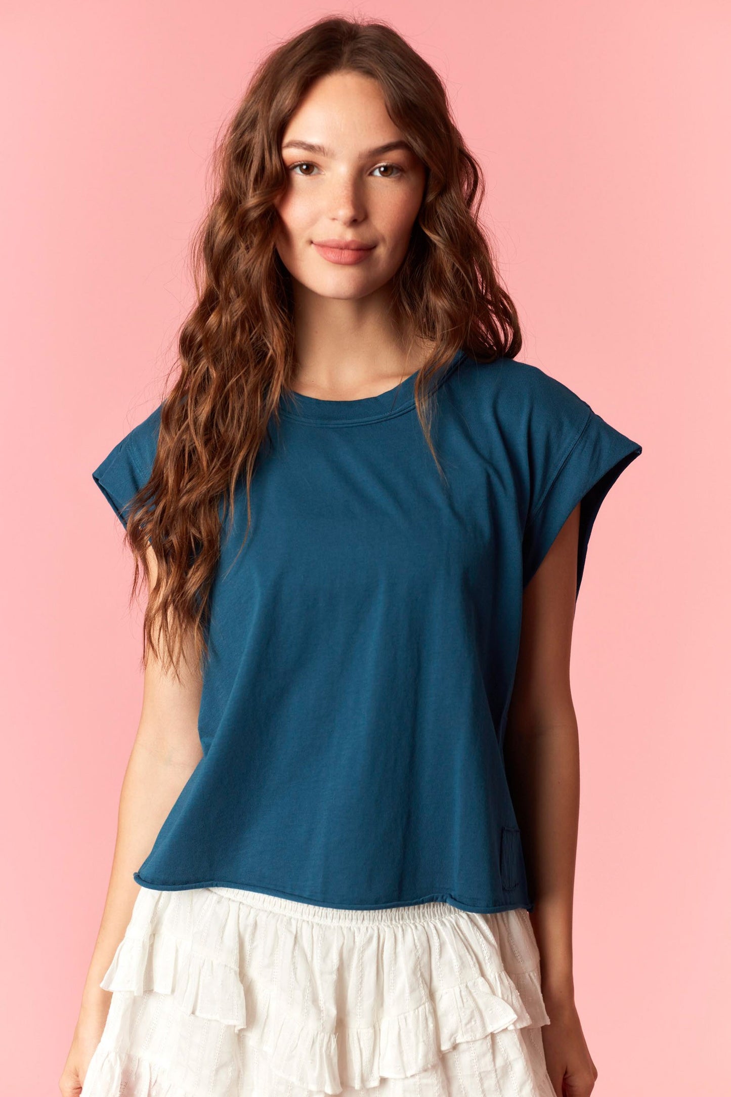 Teal Sleeveless Crop Top