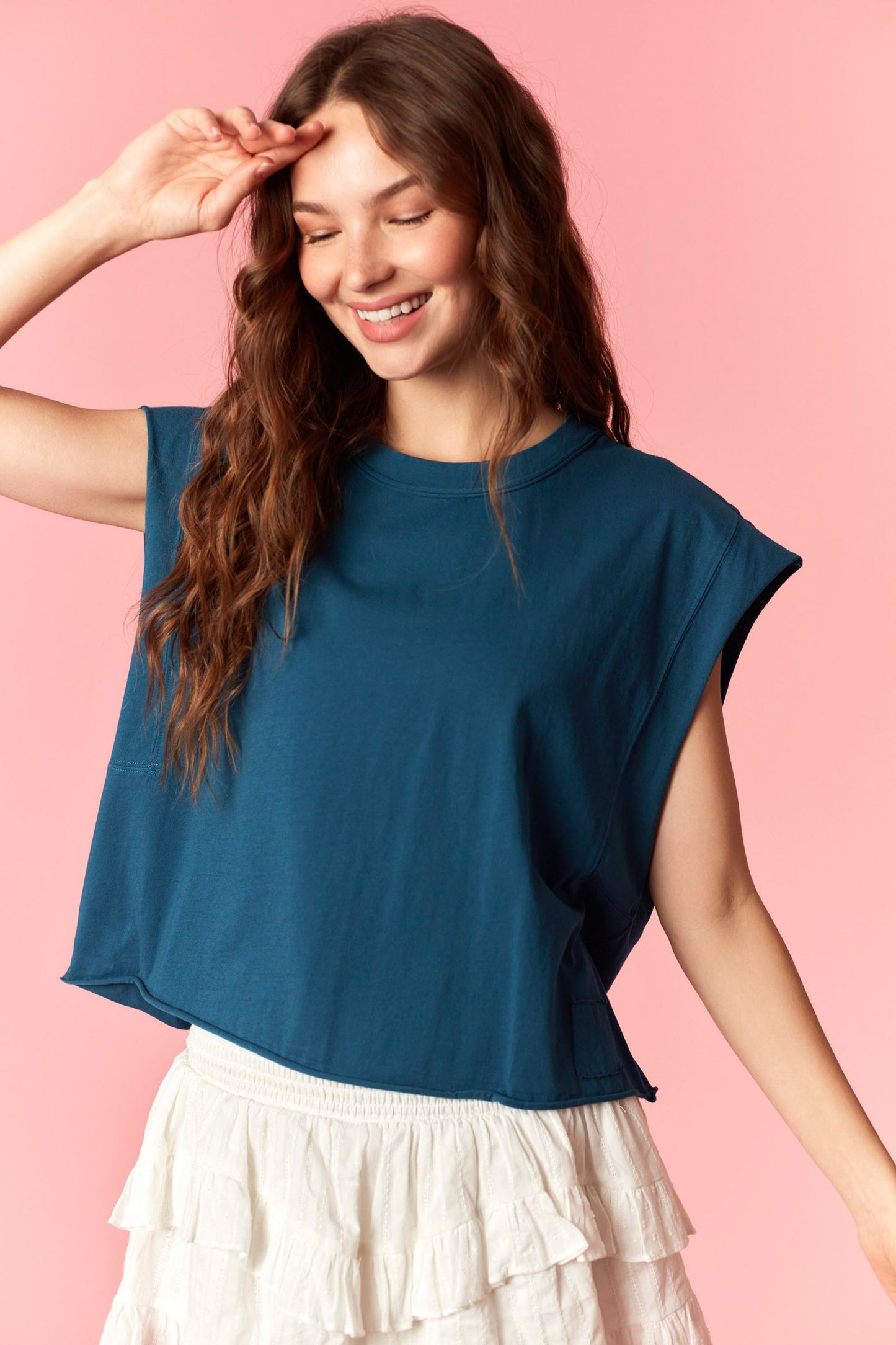 Teal Sleeveless Crop Top