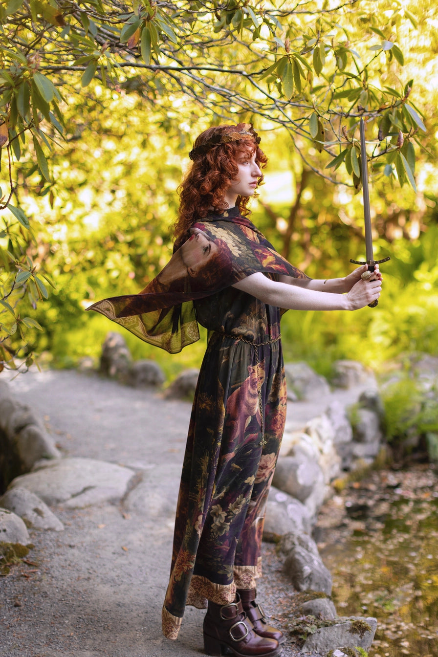 The Messenger Maxi Slip Dress w/ Joan of Arc