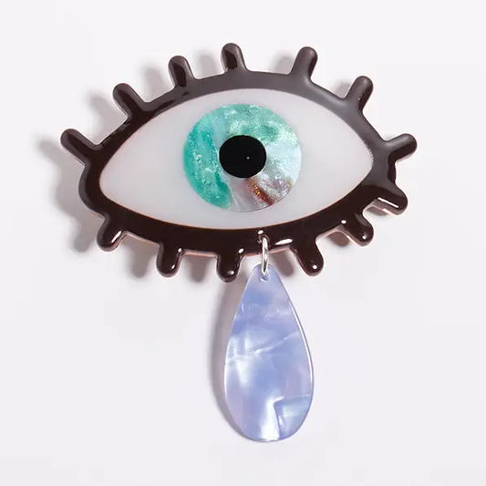 Third Eye Mini French Barrette With Tear Charm