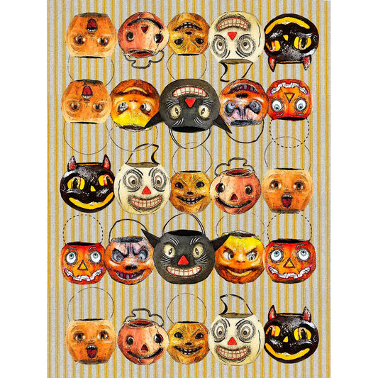Ticking Stripe Halloween Bucket Flour Sack Kitchen Towel