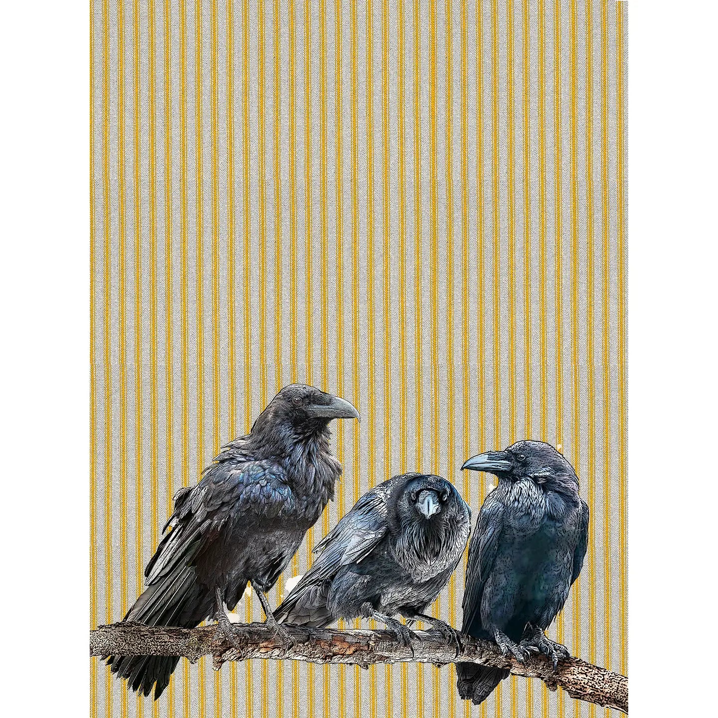 Ticking Stripe Raven Flour Sack Kitchen Towel