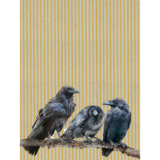 Ticking Stripe Raven Flour Sack Kitchen Towel