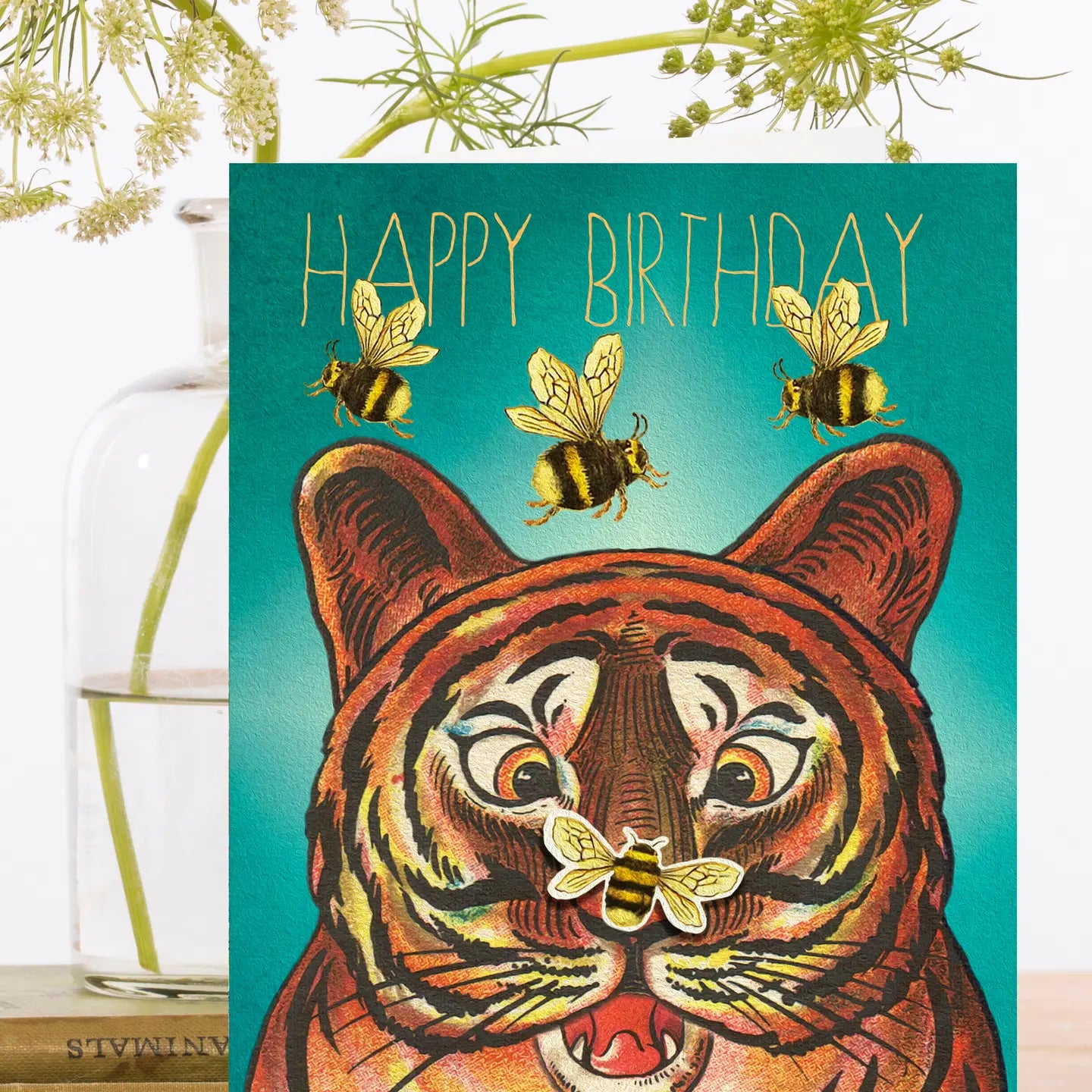 Tiger Bee Birthday Card