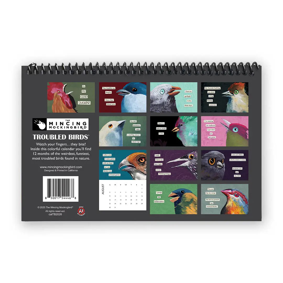 Troubled Birds 2026 Calendar by Mincing Mockingbird