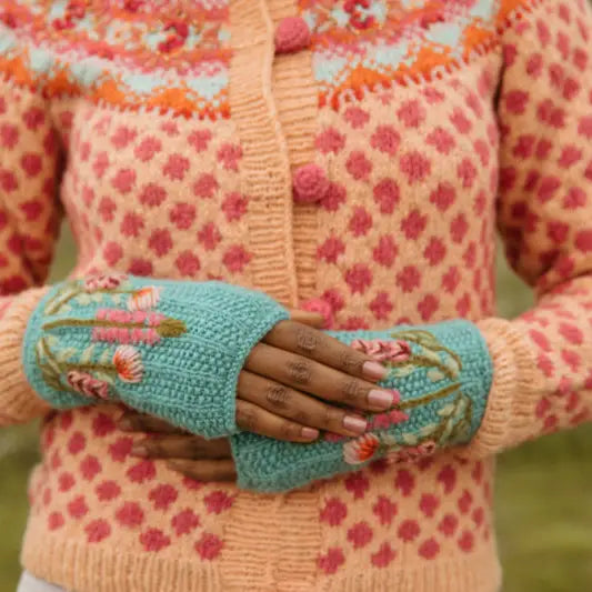 Turquoise Meadow Handwarmer by French Knot