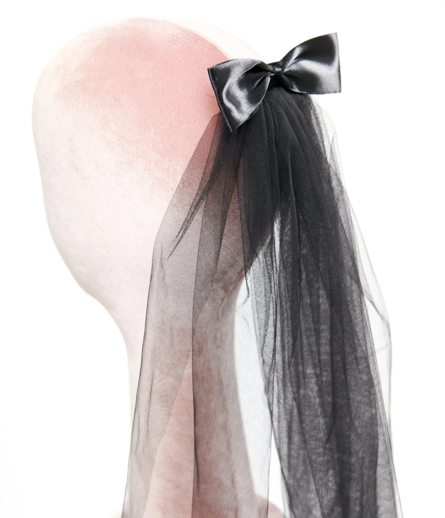 Black Veil Bow Hair Clip