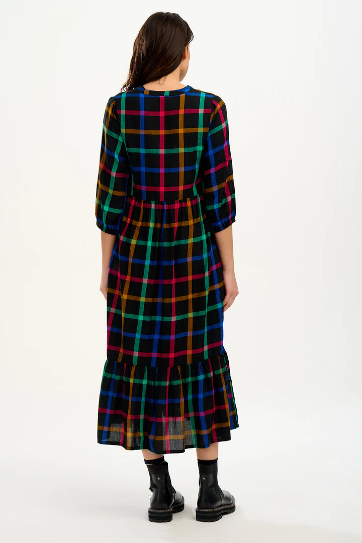 Black Rainbow Check Uri Midi Smock Dress – Lucinda's