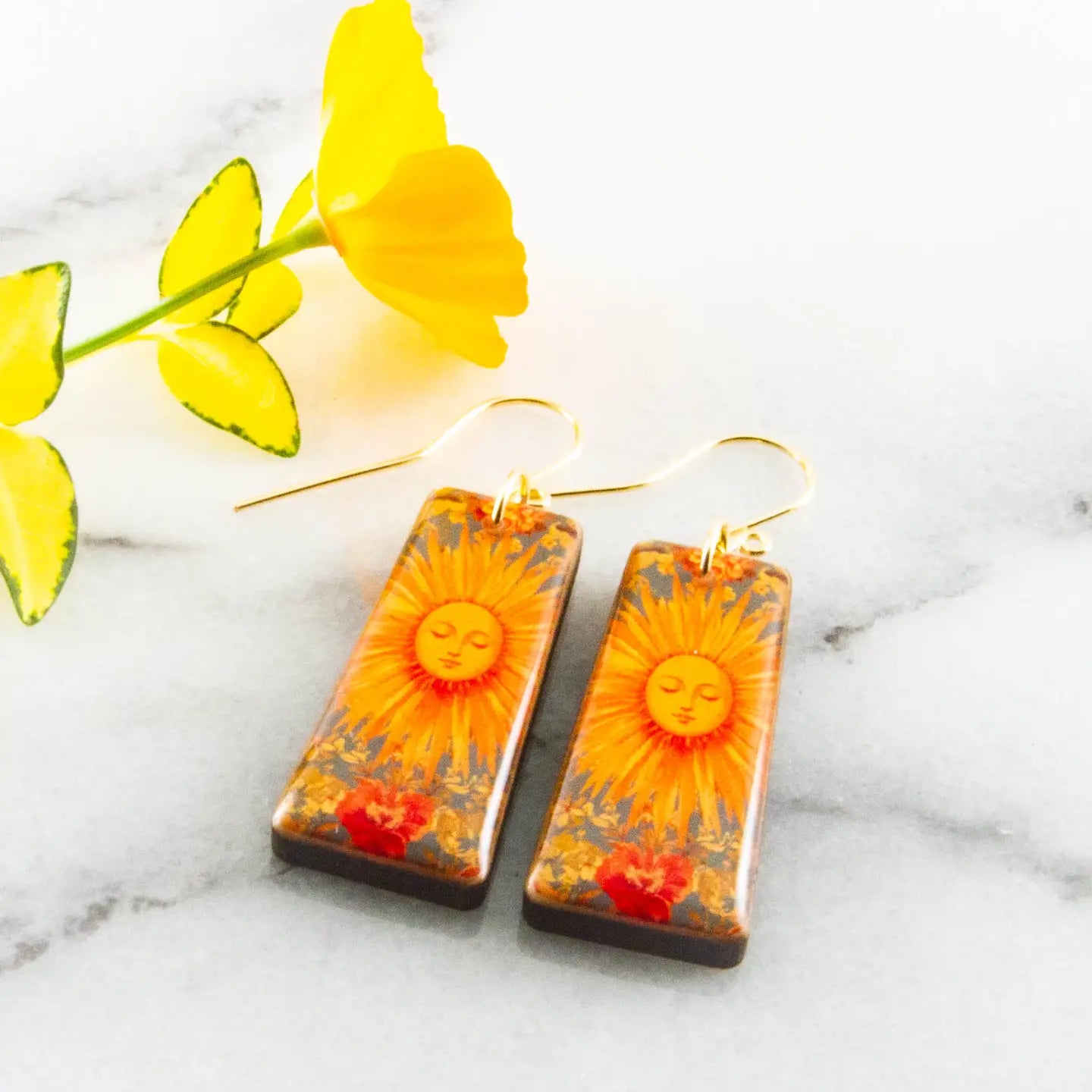Vintage Sunburst Tapered Rectangle Earrings