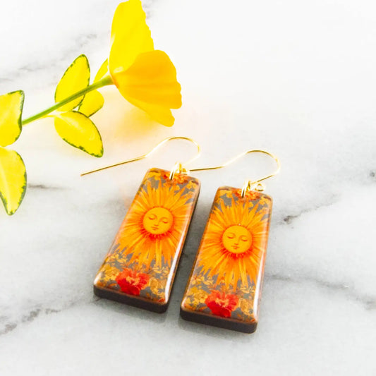 Vintage Sunburst Tapered Rectangle Earrings