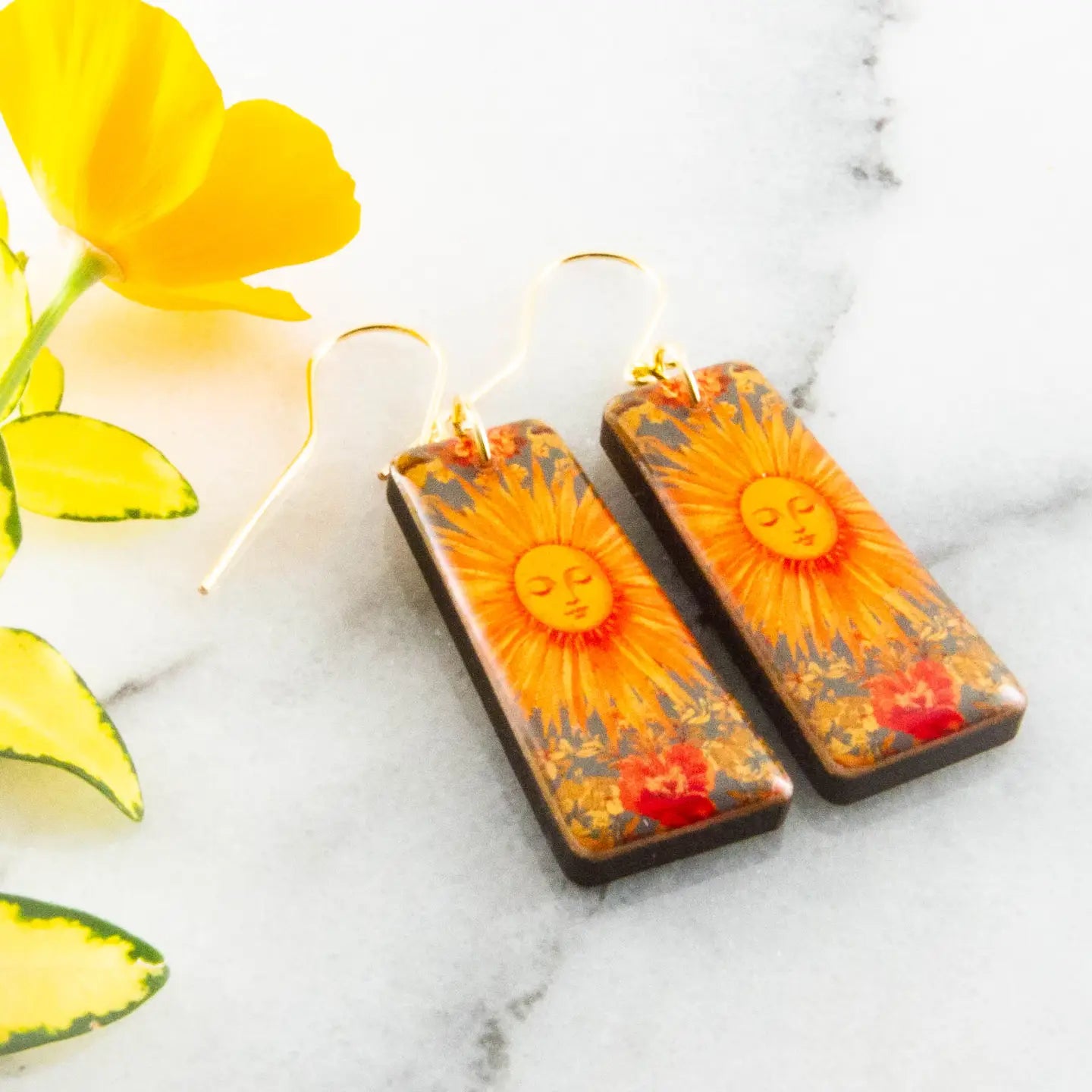 Vintage Sunburst Tapered Rectangle Earrings