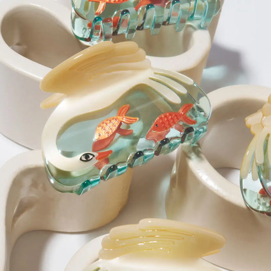 Swan Hair Claw in Crystal Clear Blue