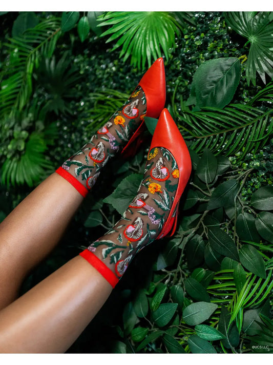 Wicked Elphaba Land Black Sheer Crew Socks