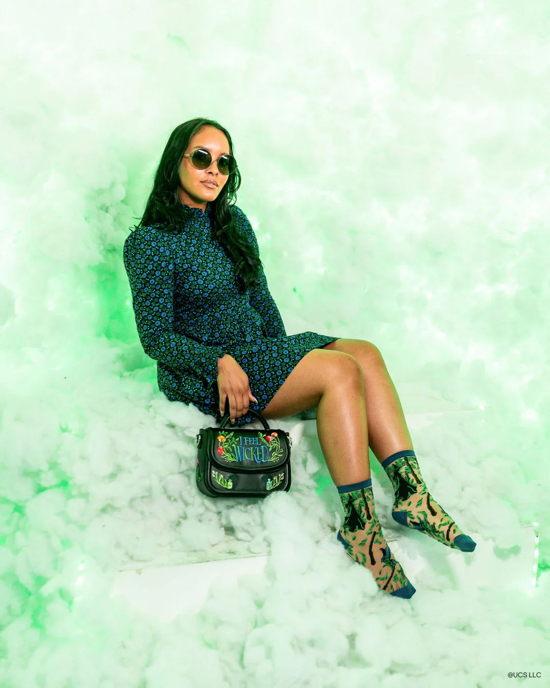 Wicked Elphaba Silhouette Sheer Crew Socks