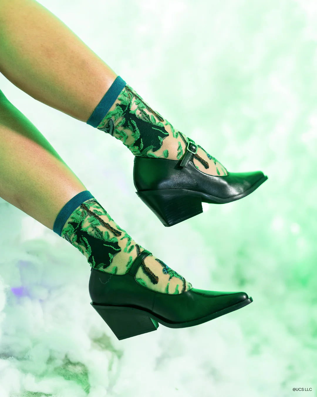 Wicked Elphaba Silhouette Sheer Crew Socks