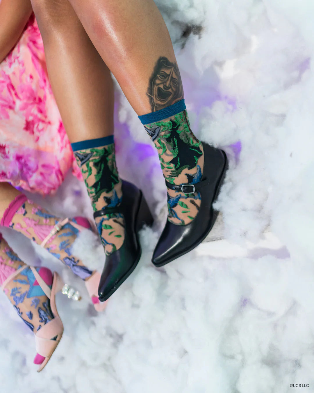 Wicked Elphaba Silhouette Sheer Crew Socks