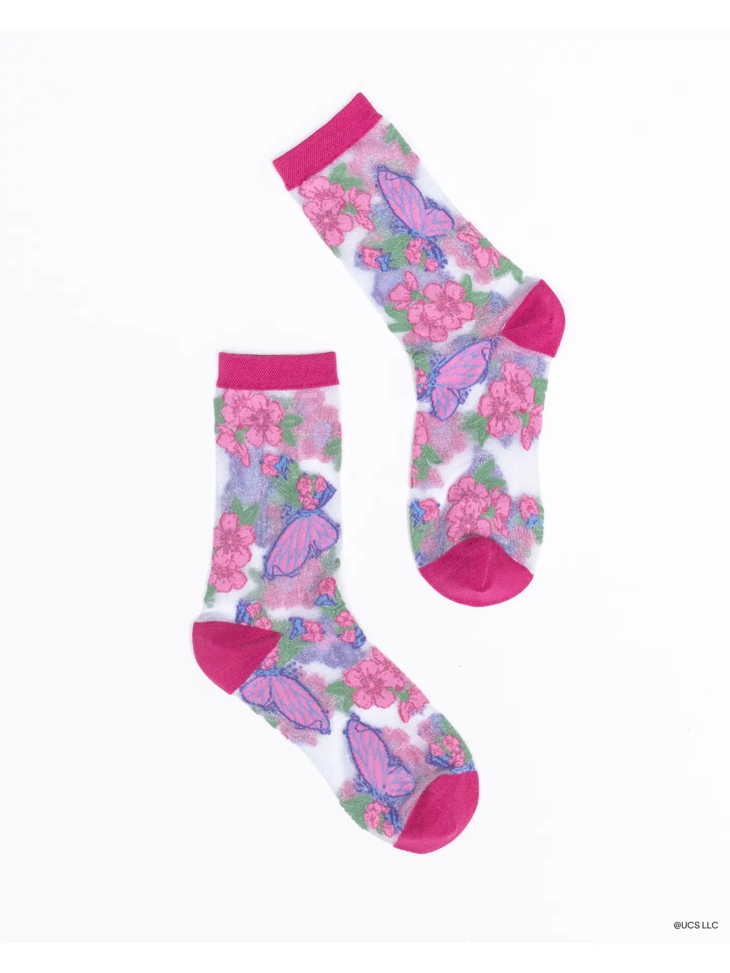 Wicked Glinda Land Butterfly Shimmer Sheer Crew Socks