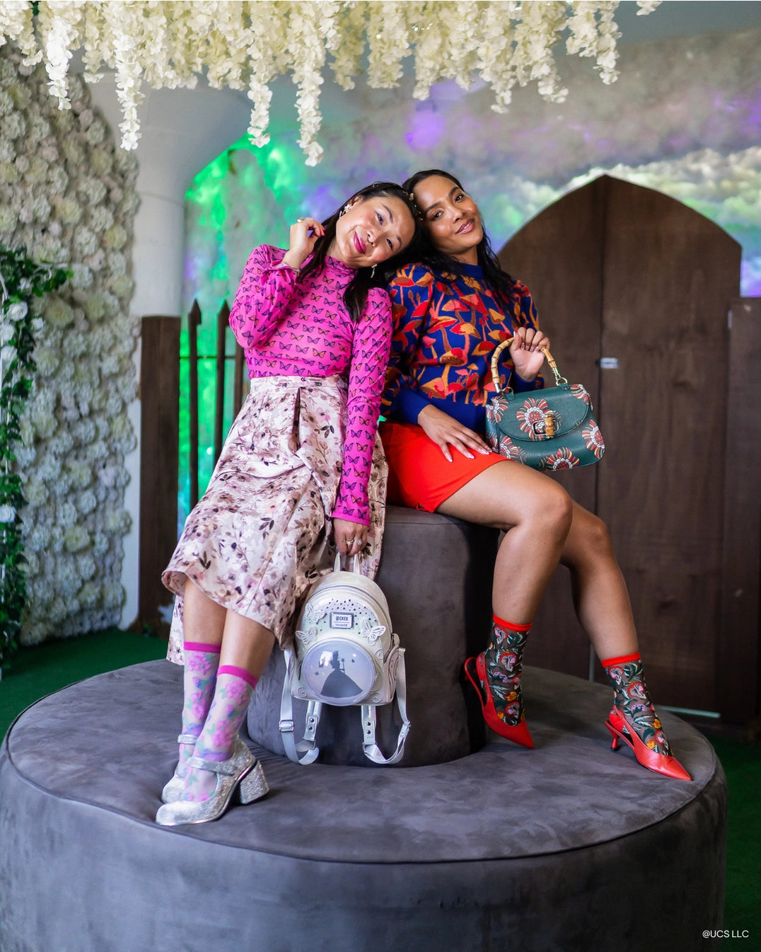 Wicked Glinda Land Butterfly Shimmer Sheer Crew Socks