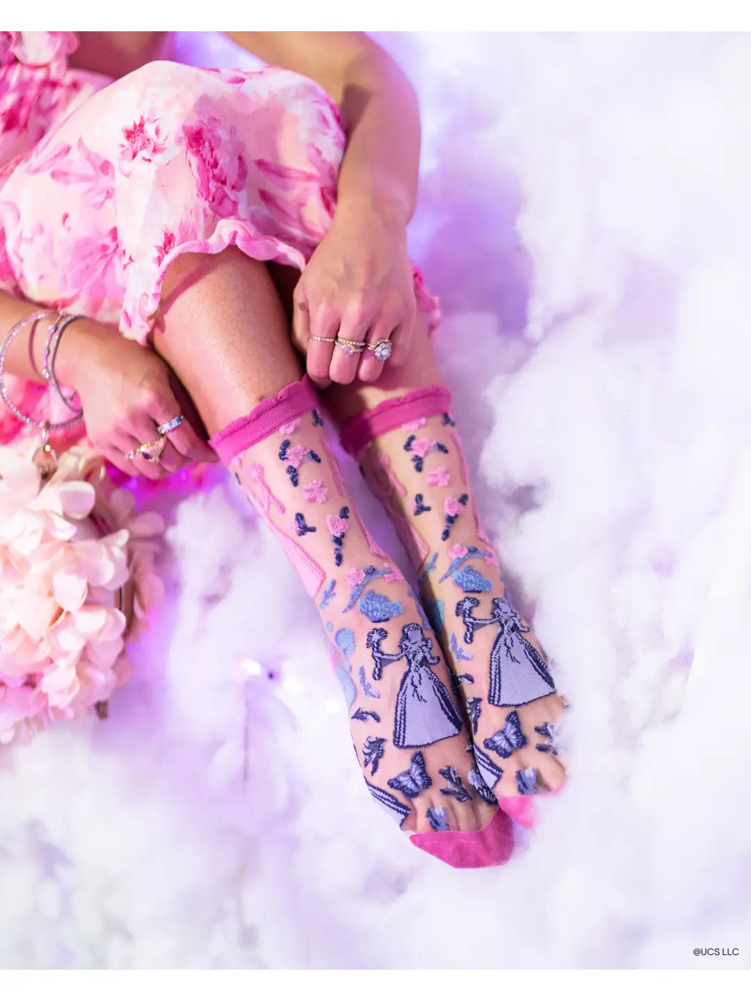 Wicked Glinda Silhouette Ruffle Sheer Crew Socks