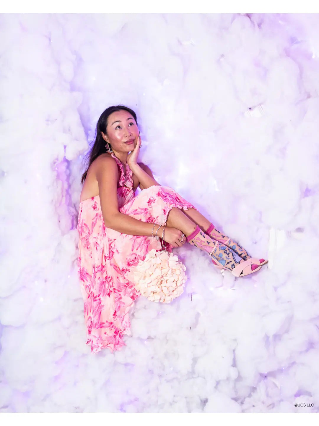 Wicked Glinda Silhouette Ruffle Sheer Crew Socks