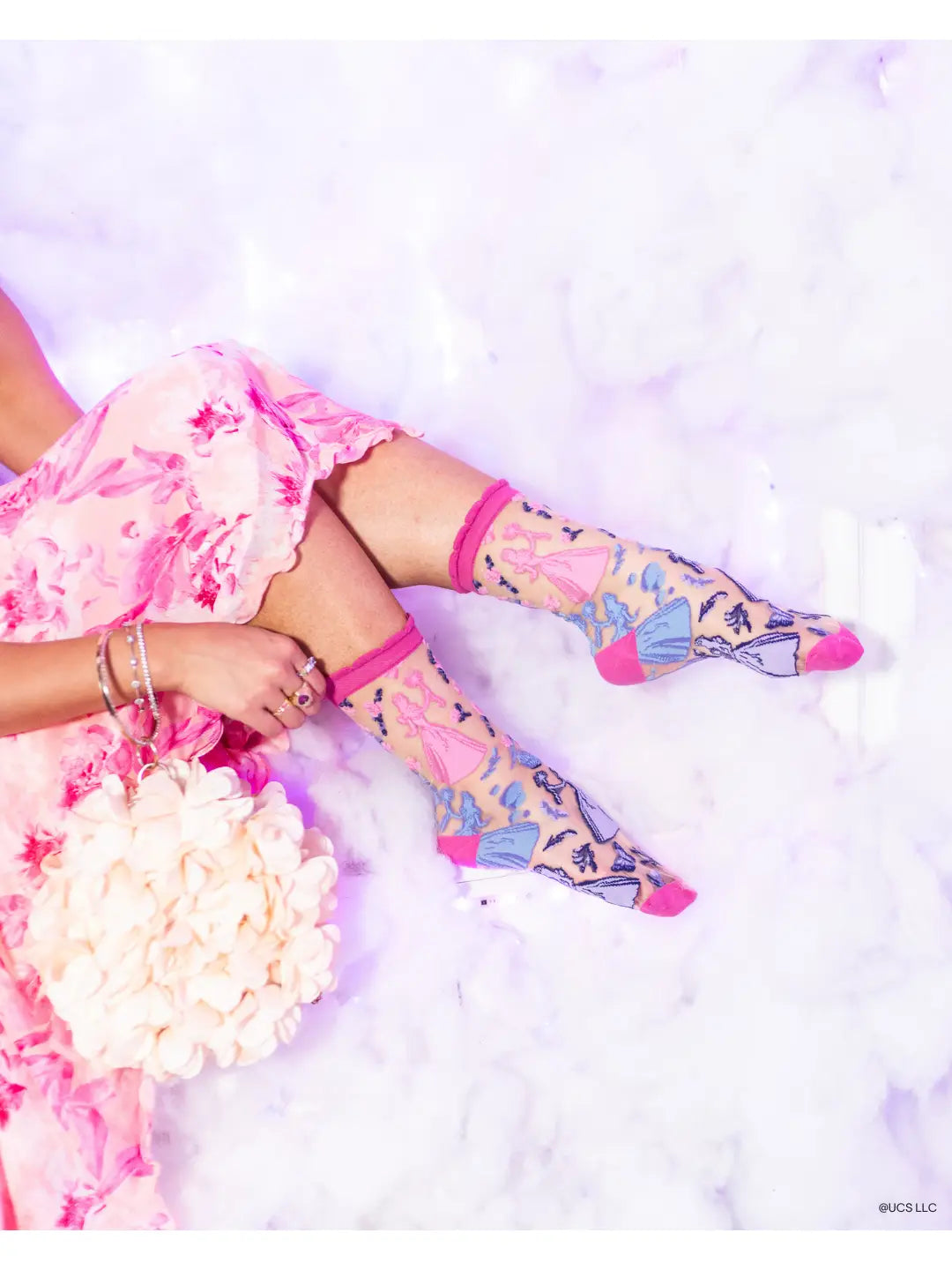 Wicked Glinda Silhouette Ruffle Sheer Crew Socks