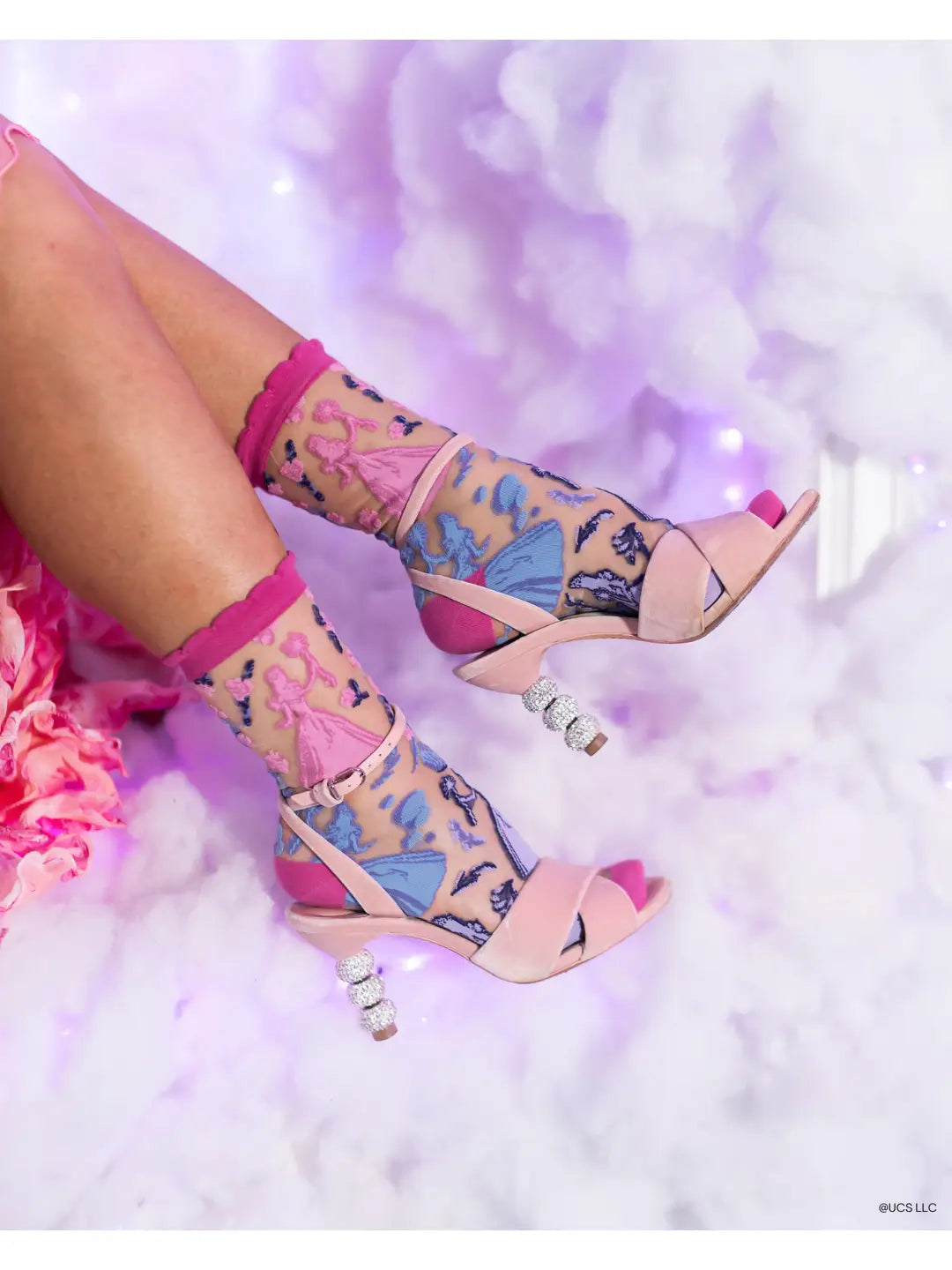 Wicked Glinda Silhouette Ruffle Sheer Crew Socks