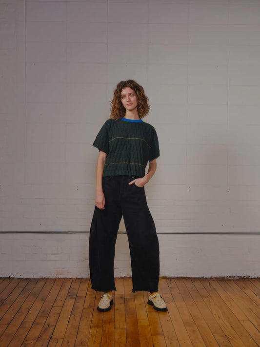 Wiggle Stripe Knit Grid Tee - Calathea by The Endery