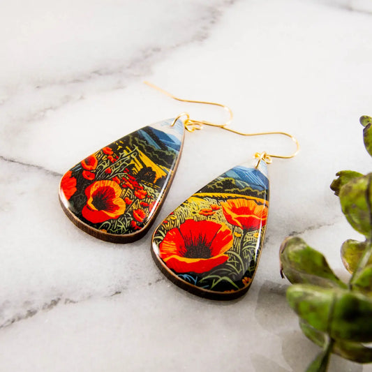 Wild Poppies Oversize Teardrop Earrings