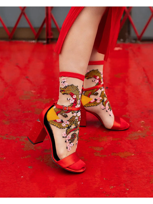 Year of the Dragon Sheer Crew Sock