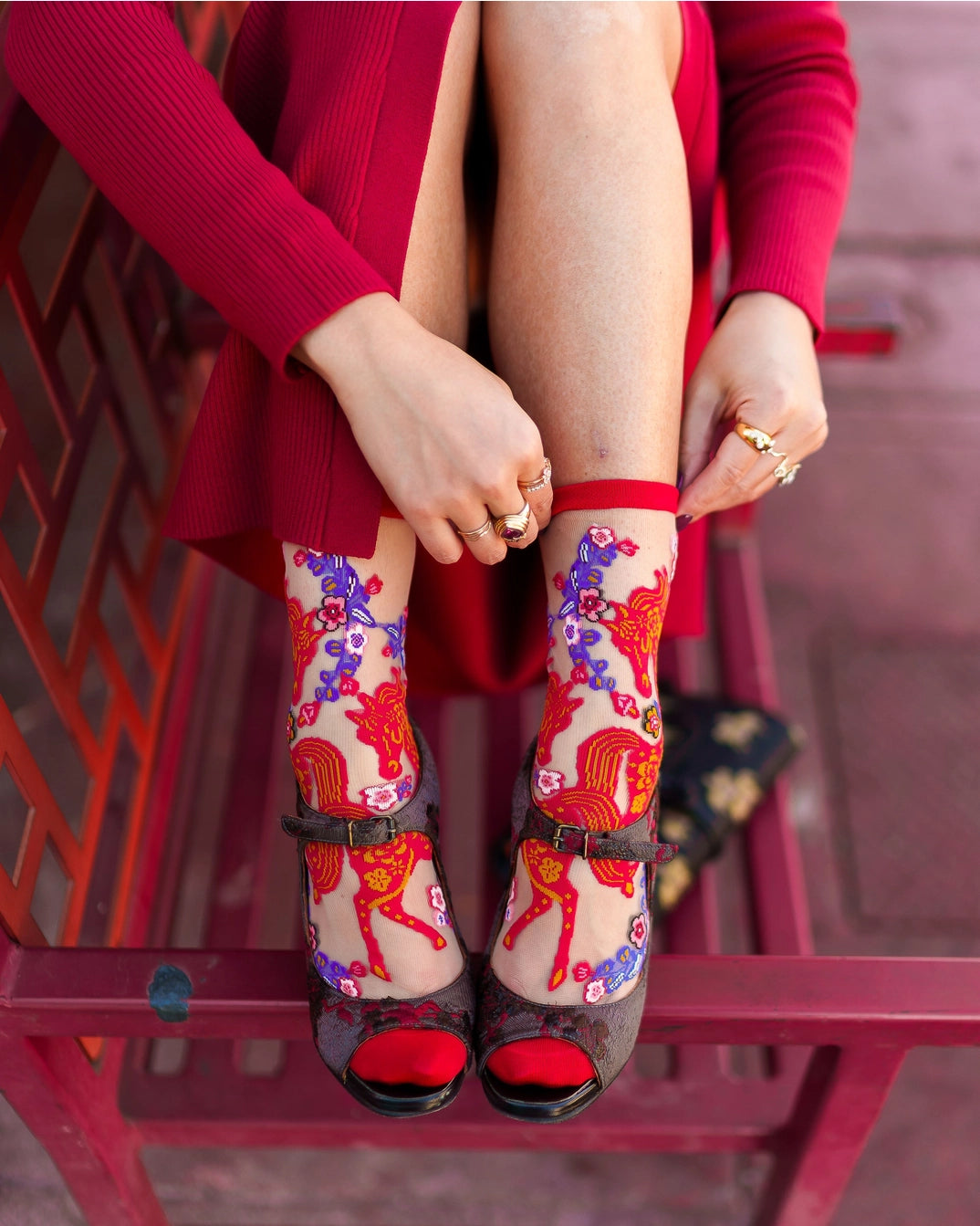 Year of the Horse Sheer Crew Sock