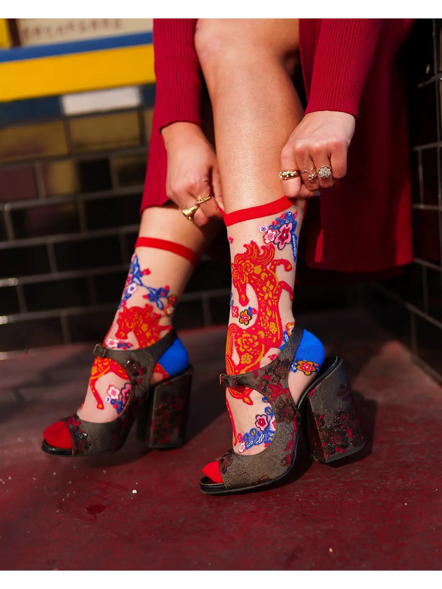 Year of the Horse Sheer Crew Sock