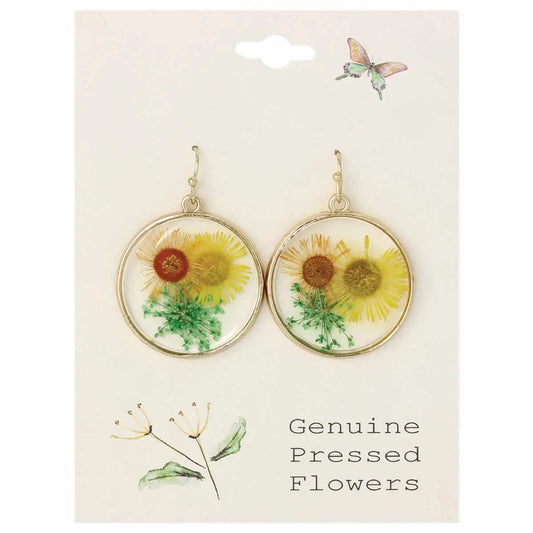 Yellow Dried Flower Earrings