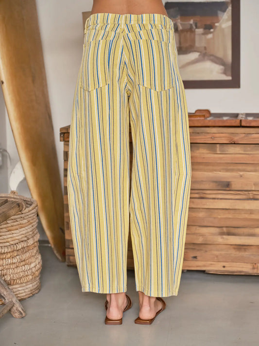 Yellow Stripe Barrel Pants