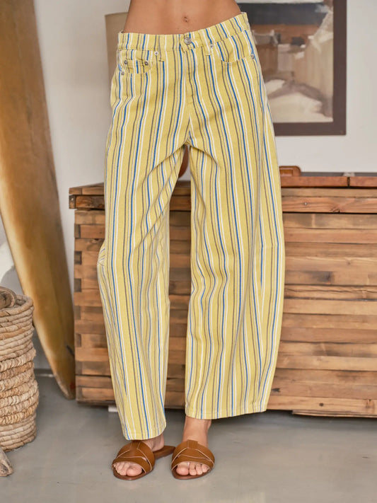 Yellow Stripe Barrel Pants